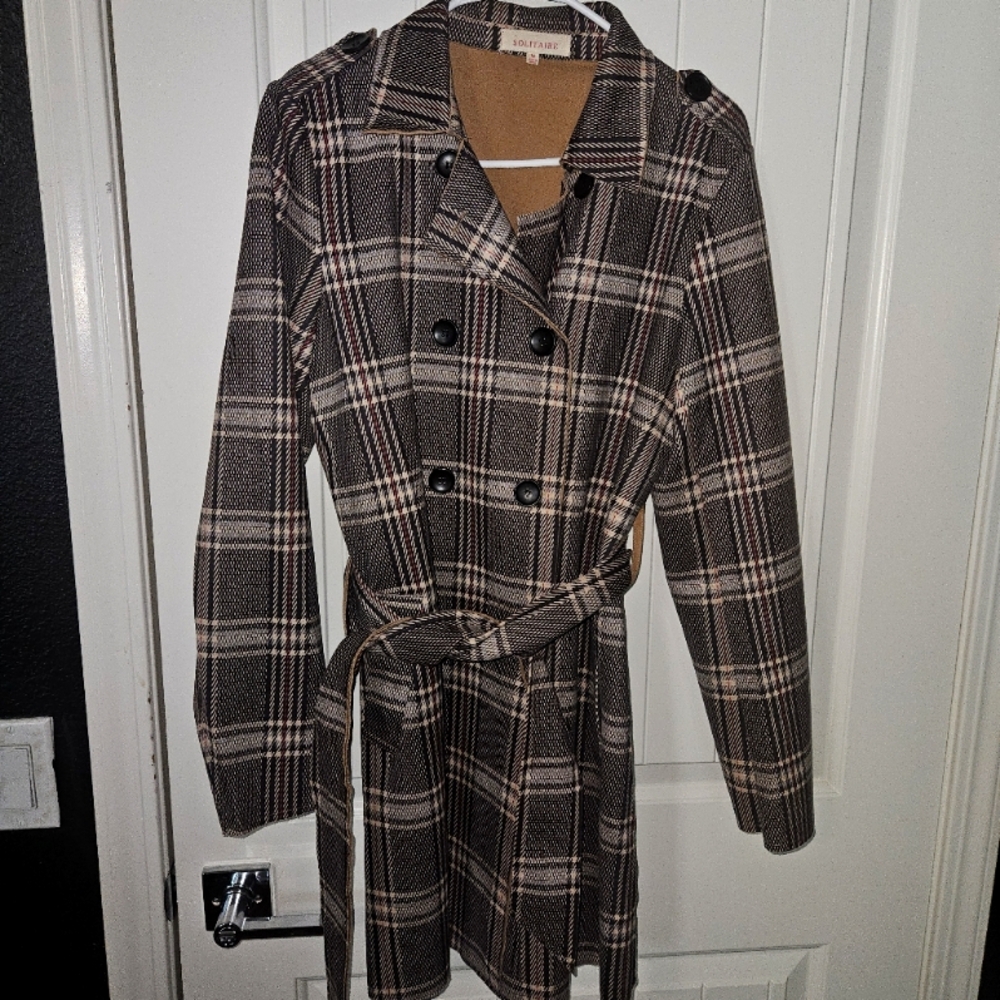 Solitaire Double Brested Plaid Coat